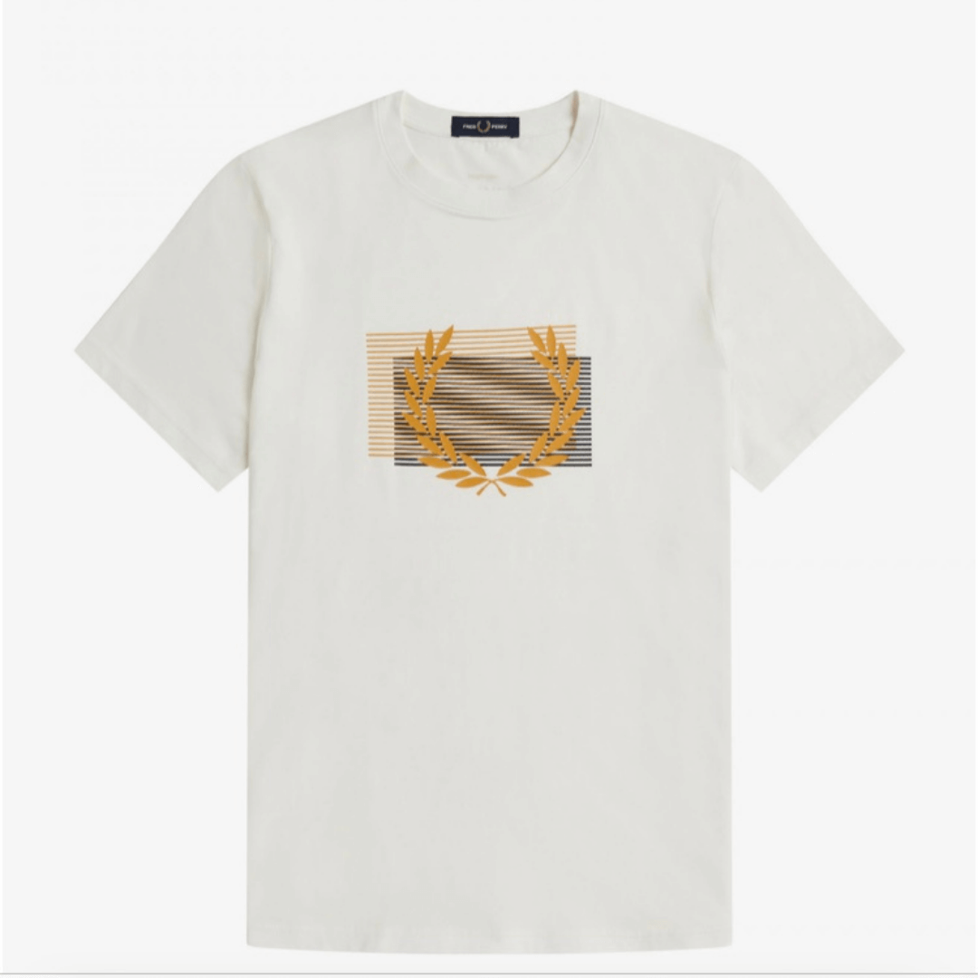 Camiseta gráfico abstracto Fred Perry – blanco – Carou Hombre