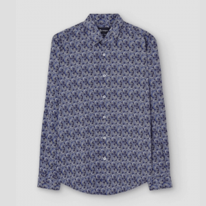 Camisa slim fit crocquer estampado azul